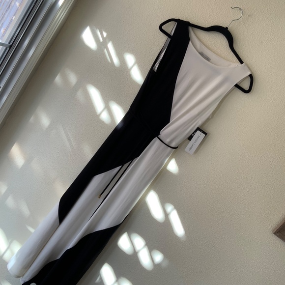 NEW! Sandra Darren Maxi Dress Black and White Size Small - Picture 3 of 10